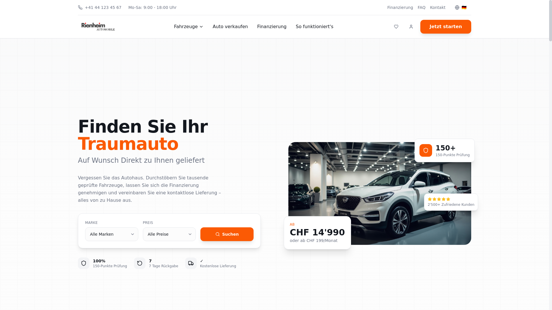 website screenshot of https://rienheim-automobile.ch/