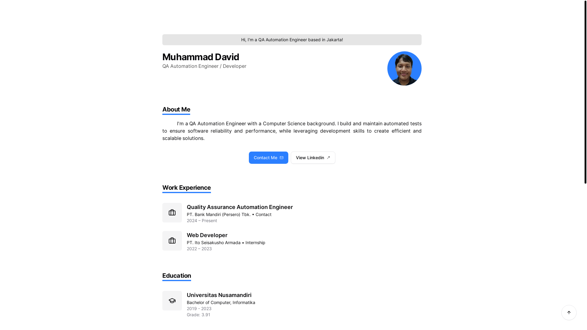 website screenshot of https://muhammaddavid.my.id/
