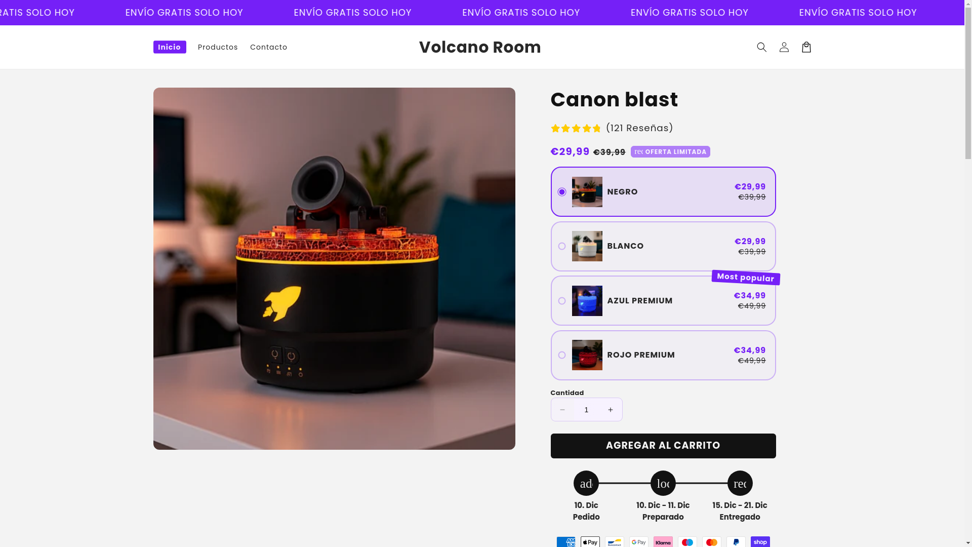 website screenshot of https://volcanoroom.es/