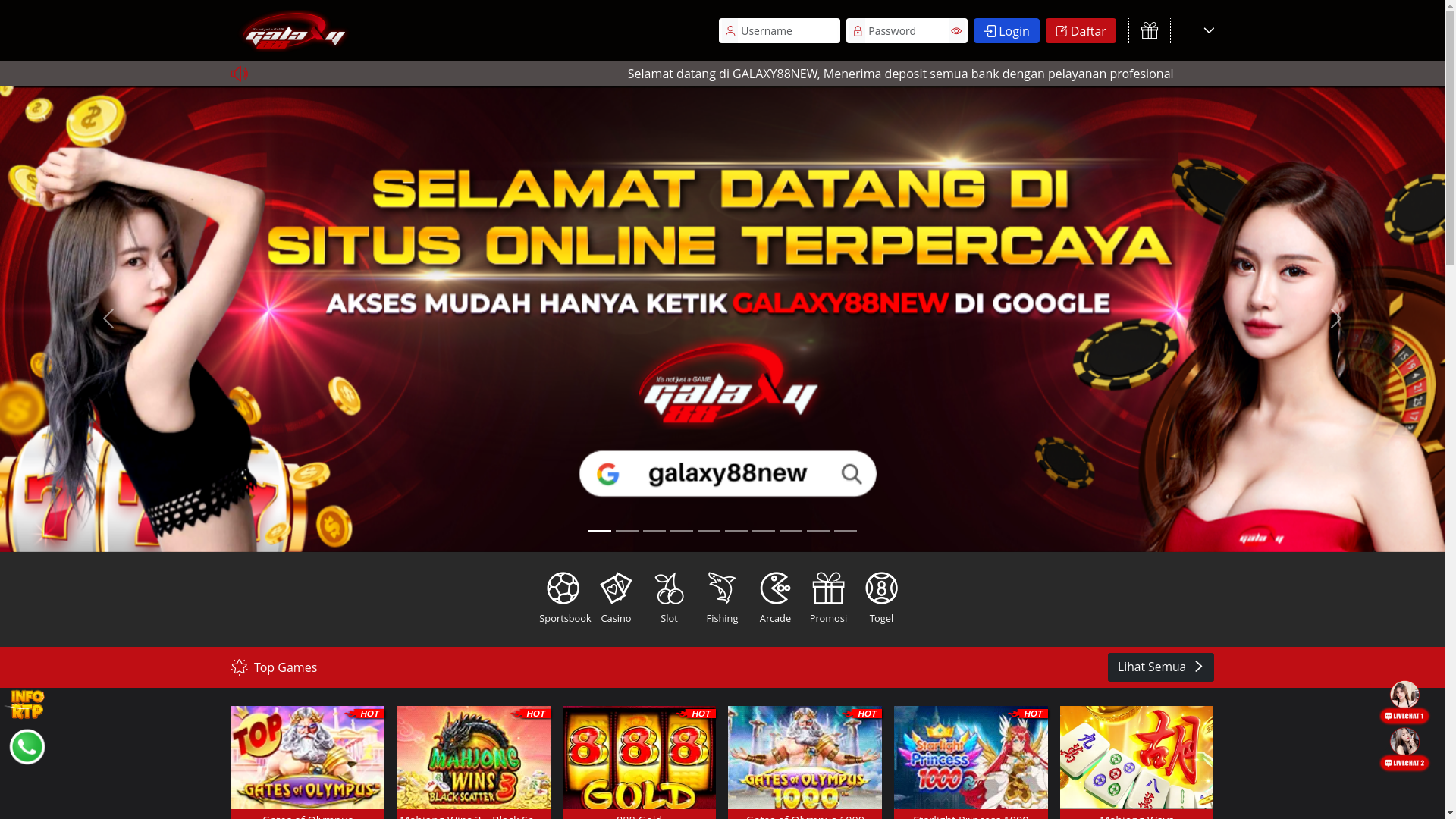 website screenshot of https://galaxy88new19k.com/