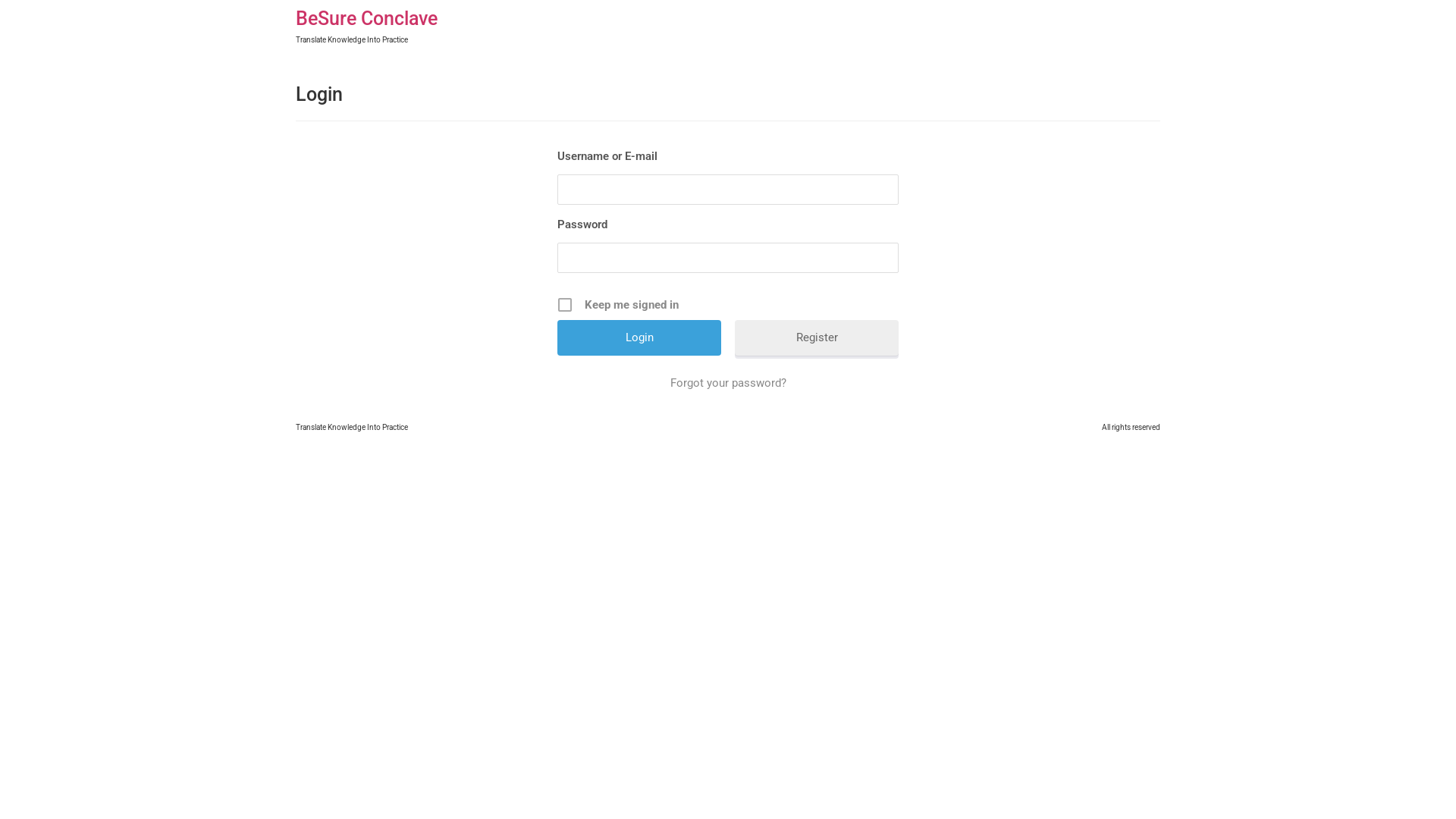 website screenshot of https://besureconclave.com/