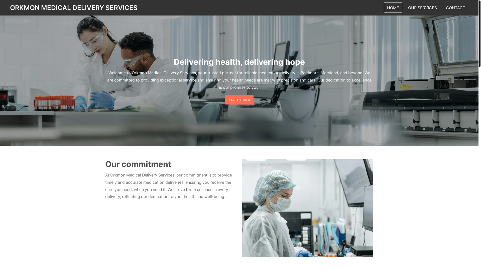 website screenshot of https://orkmon-medical-delivery-services.com/