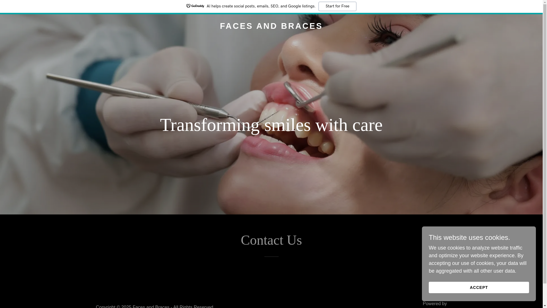 website screenshot of https://facesandbraces.co.in/