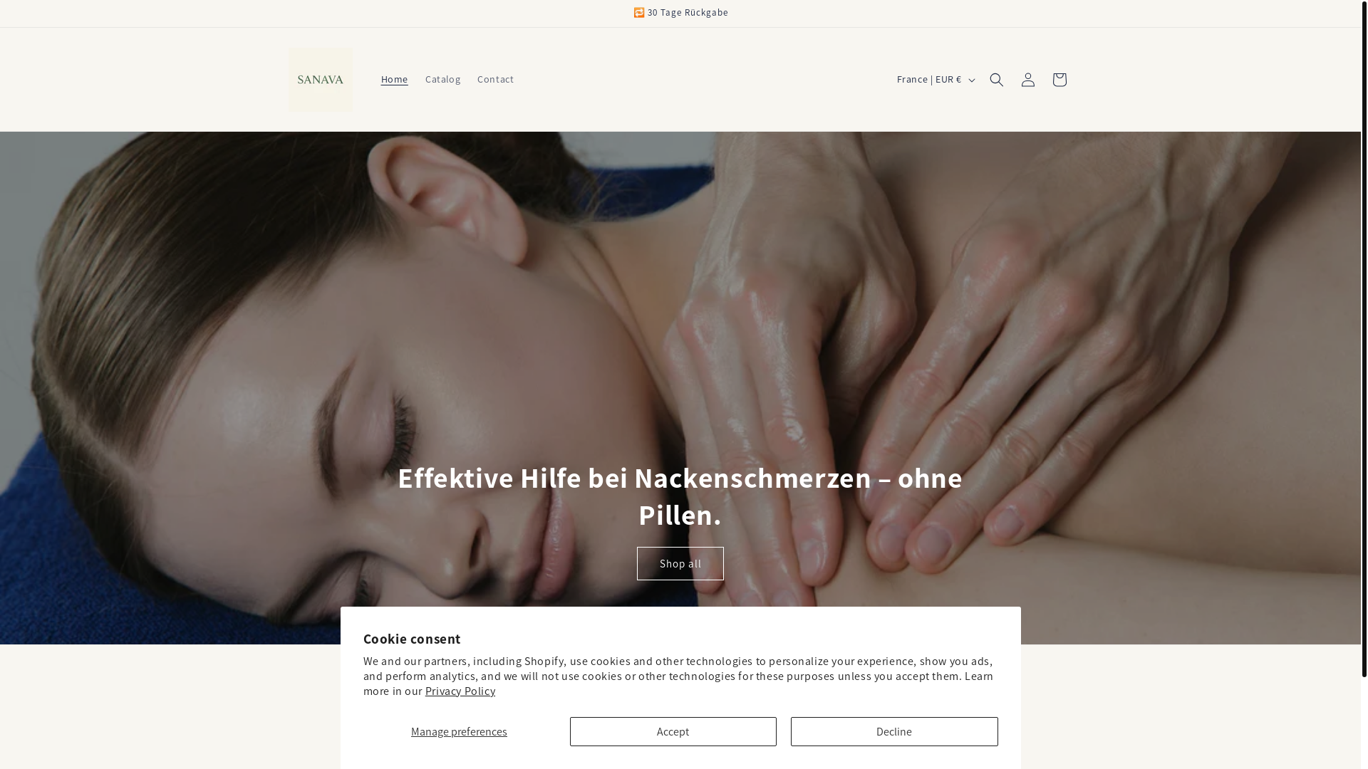 website screenshot of https://sanava.store/