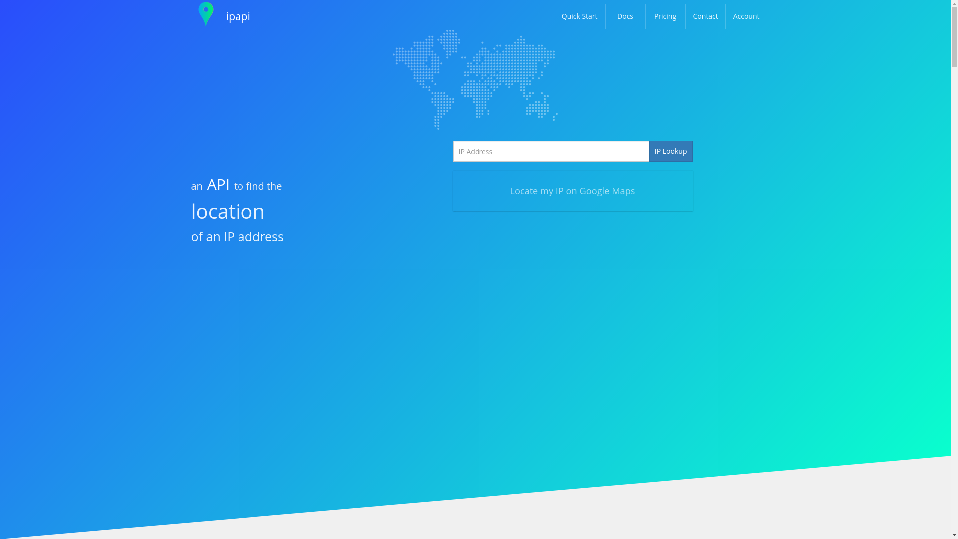 website screenshot of https://ipapi.co