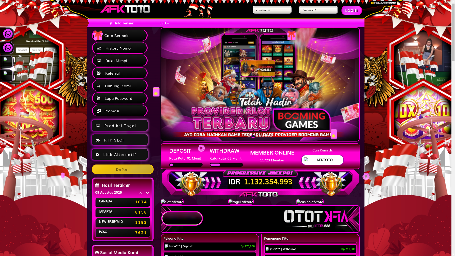 website screenshot of https://afktotocore.com/