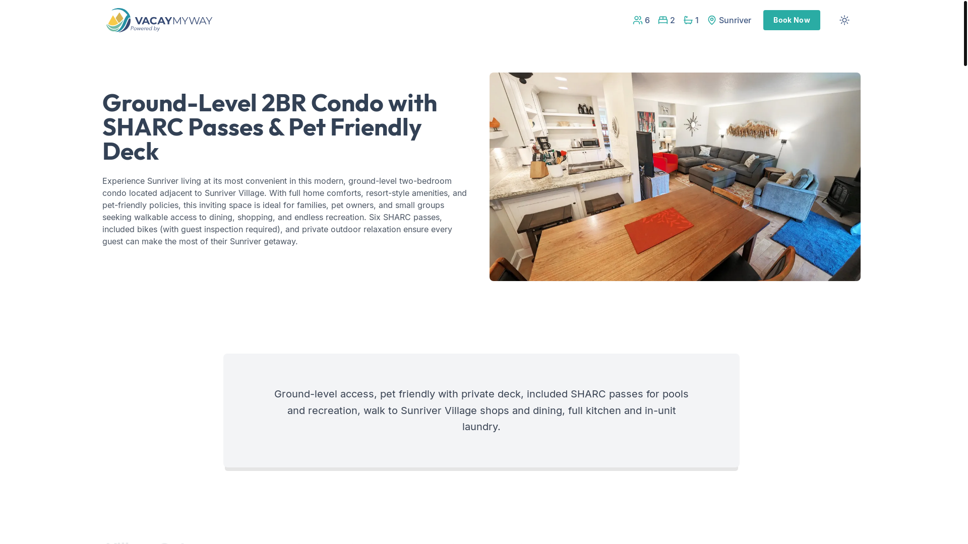 website screenshot of https://peacefulvillage.vacations/
