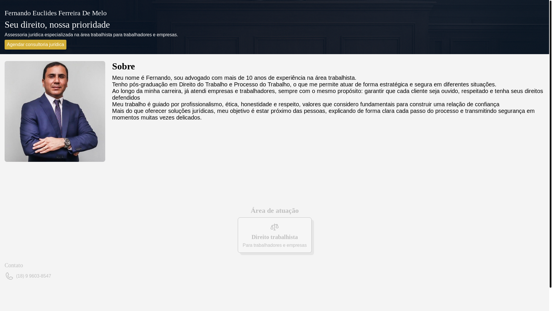 website screenshot of https://fernandoefmelo.com.br/