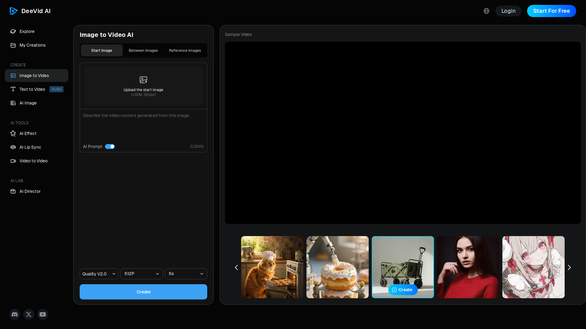 website screenshot of https://deevid.ai/image-to-video?source=email