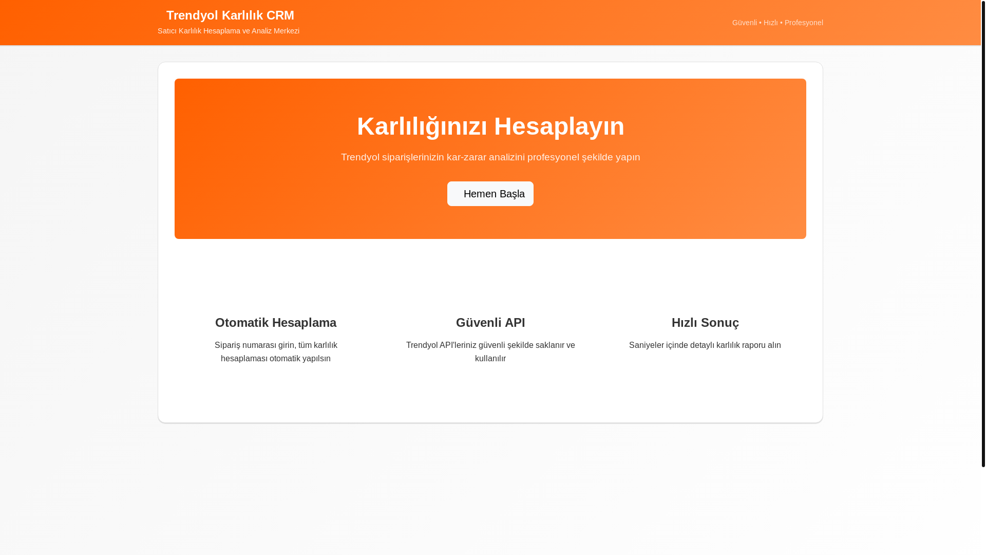 website screenshot of https://trendyolcrm.com/