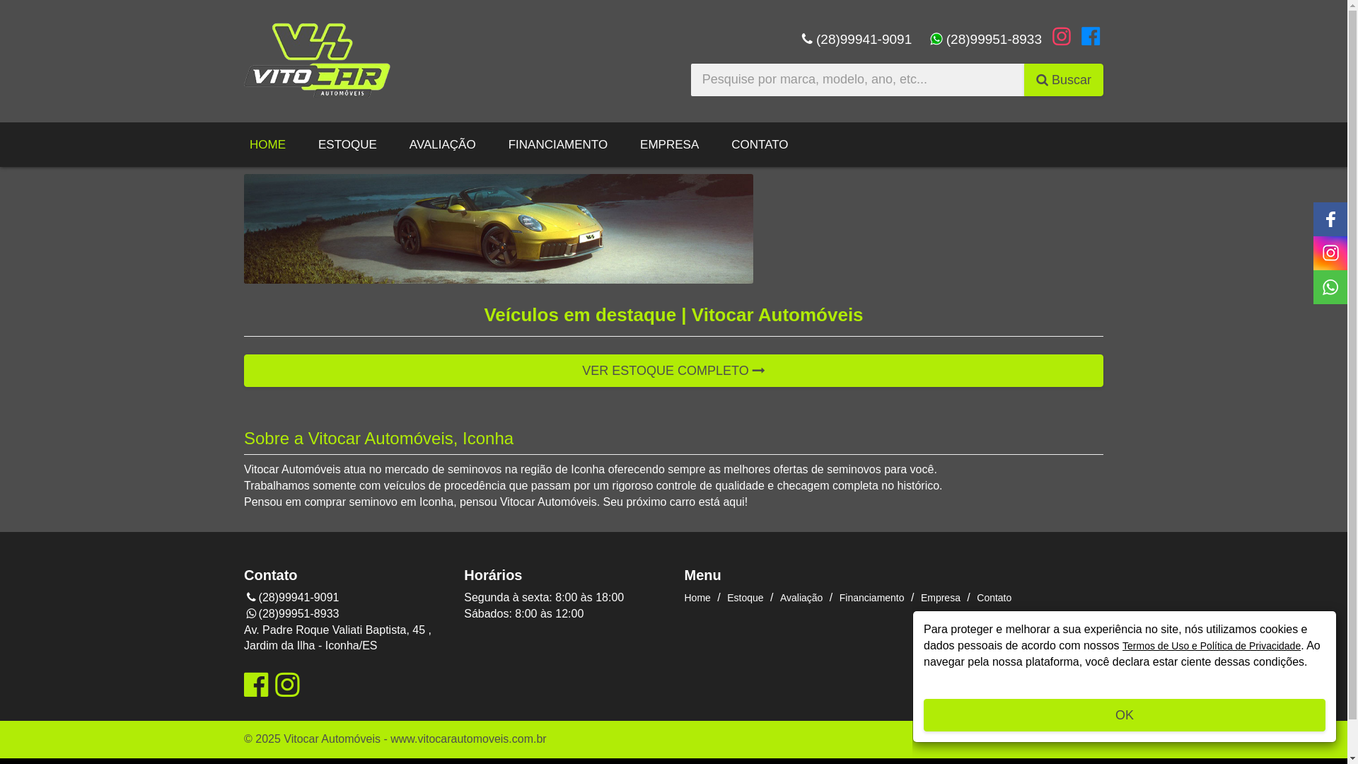 website screenshot of https://vitocarautomoveis.com.br/