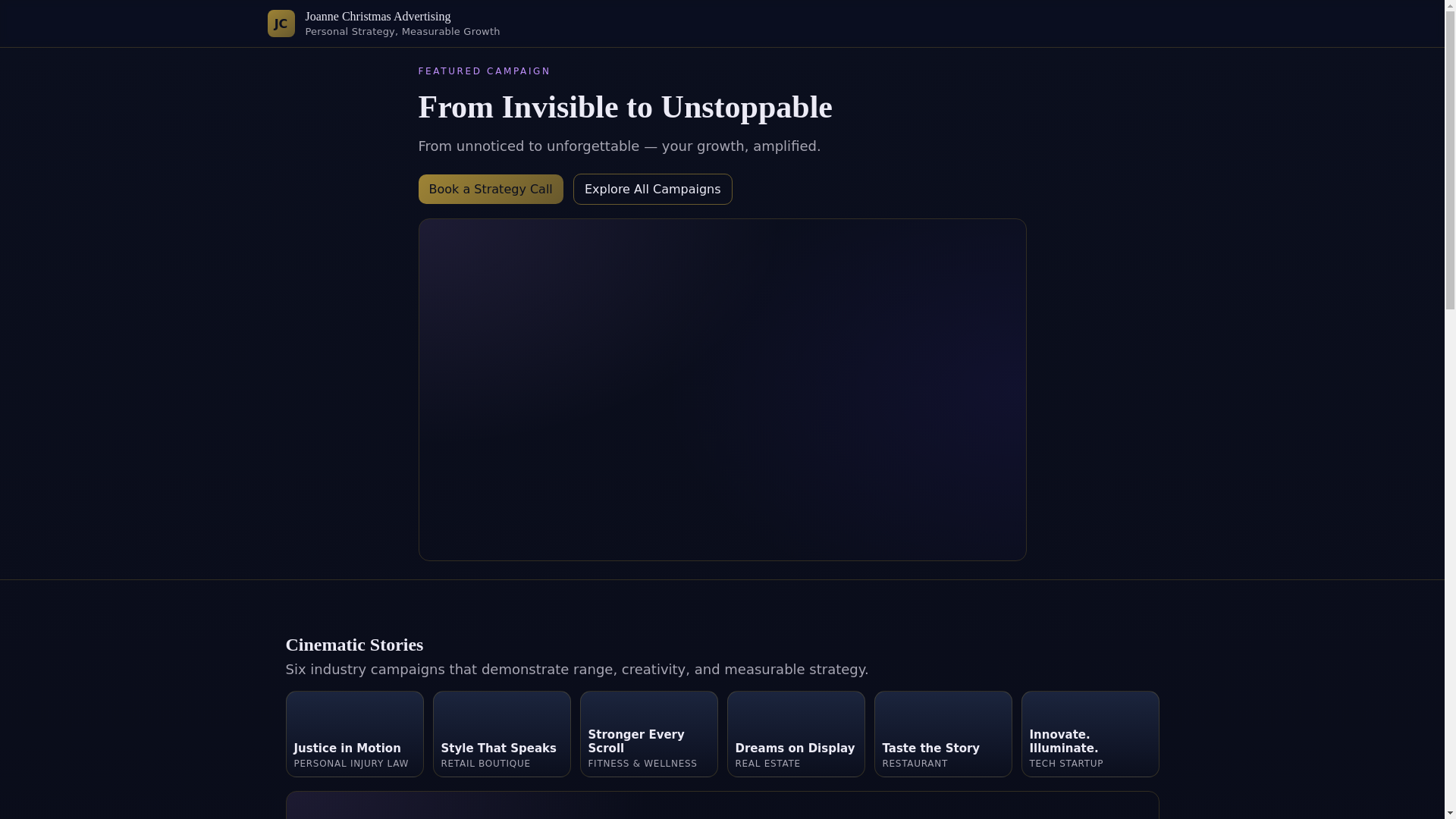 website screenshot of https://joannechristmasadvertising.org/