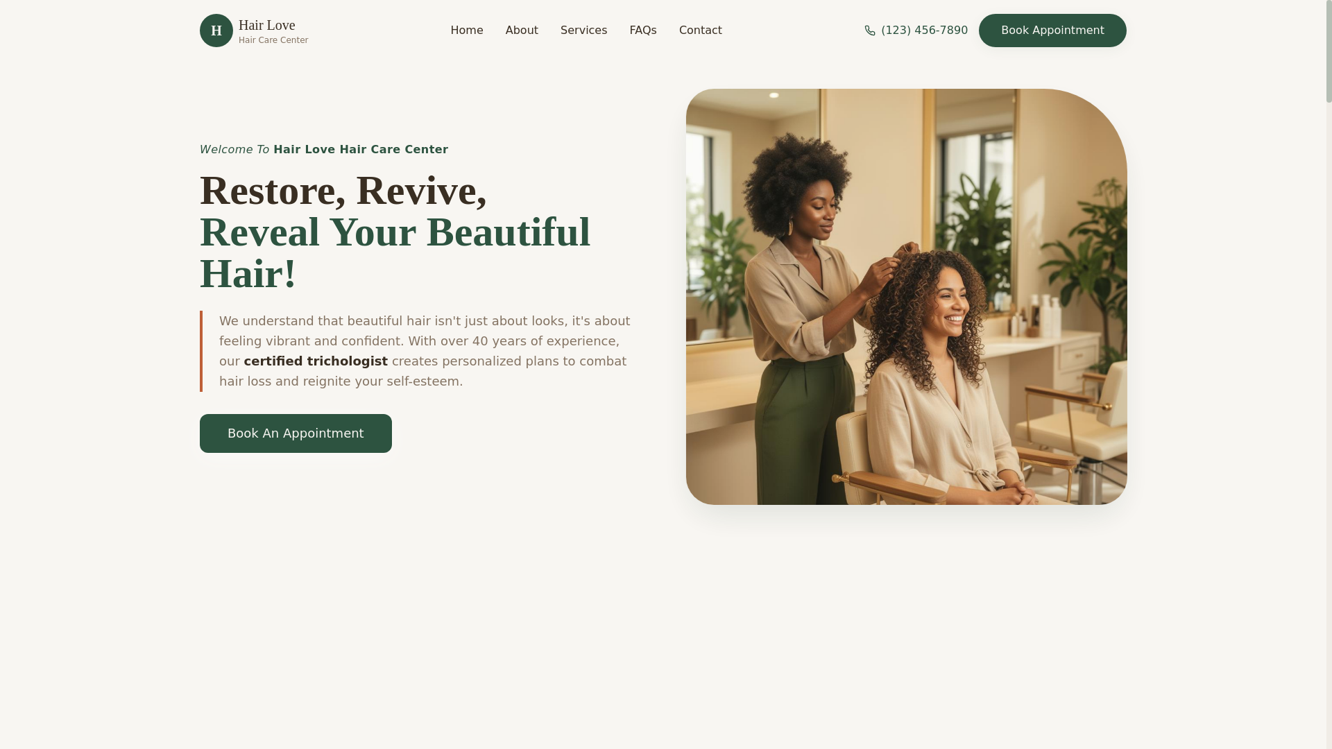 website screenshot of https://beauty-hair-love-demo.pages.dev/