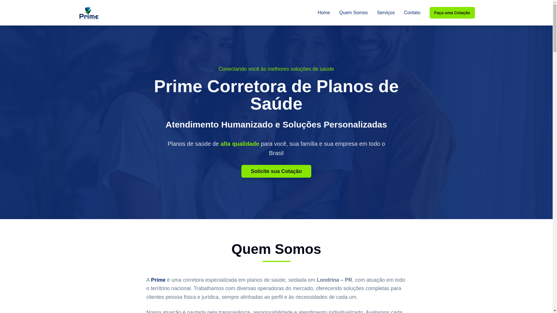 website screenshot of https://primesegurosesaude.com.br/