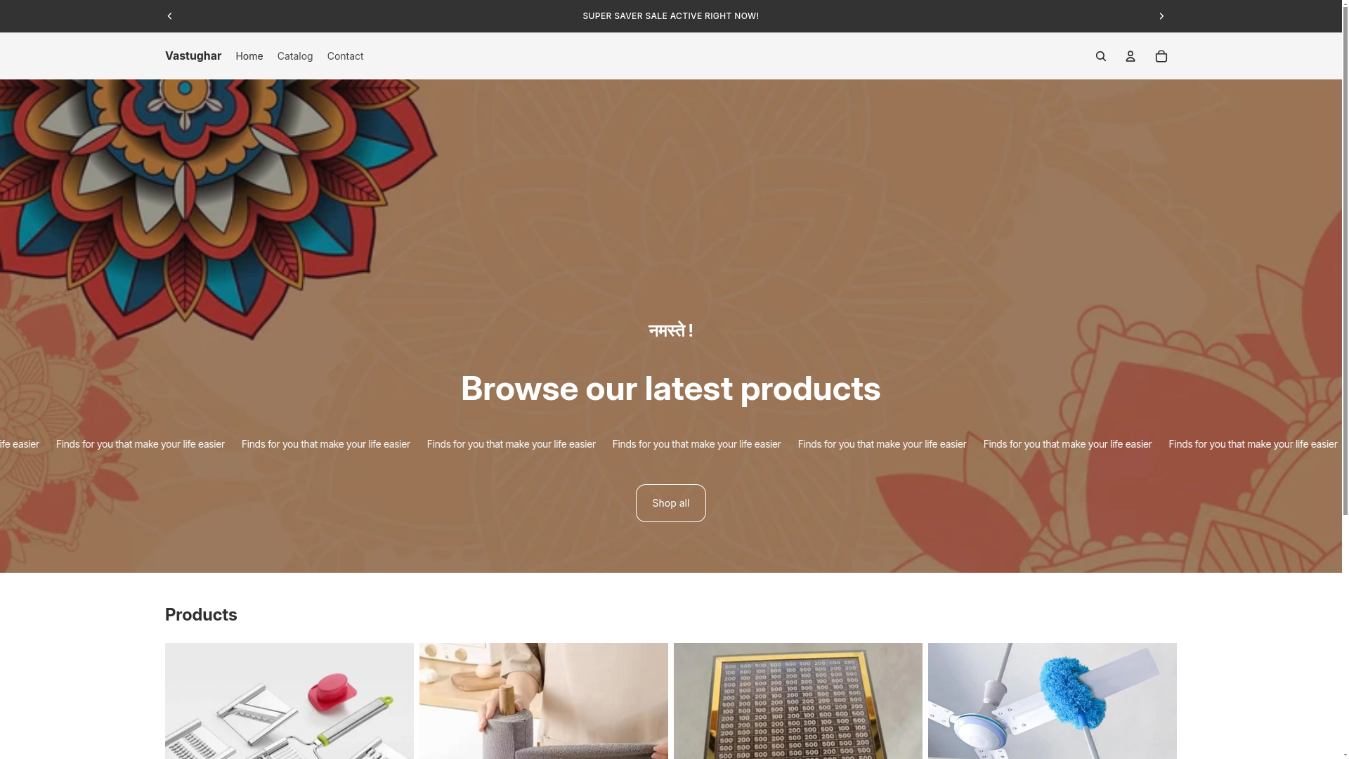 website screenshot of https://vastughar.store/