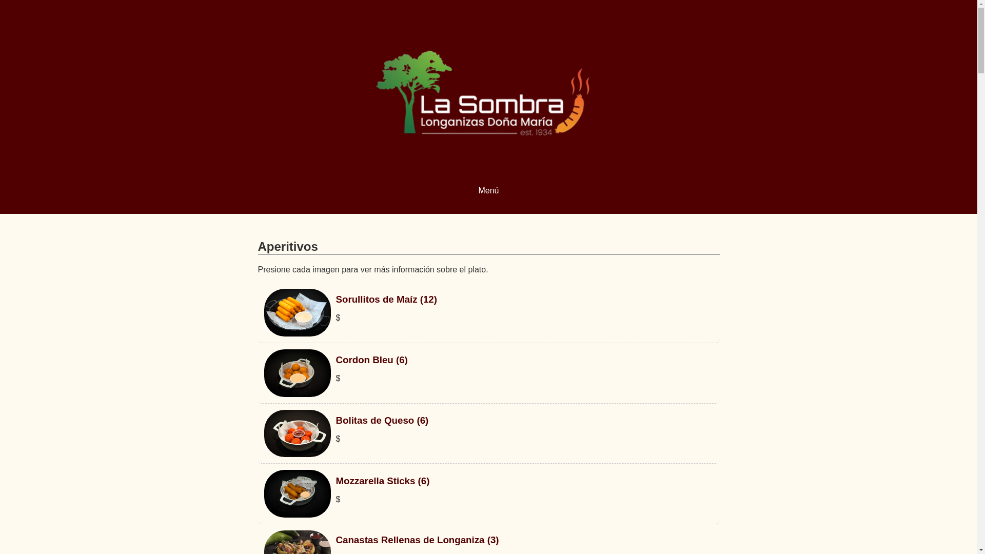 website screenshot of https://restaurantelasombrapr.com/