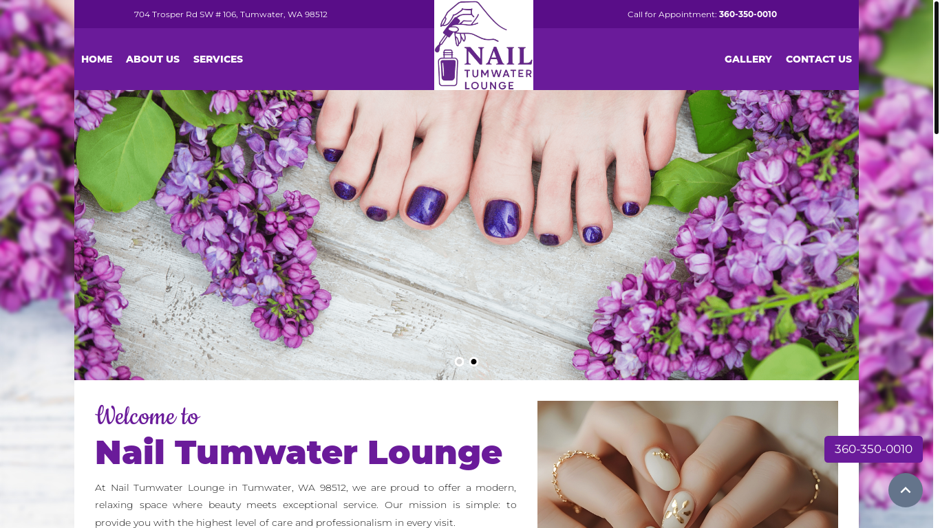 website screenshot of https://nailtumwaterlounge.com/
