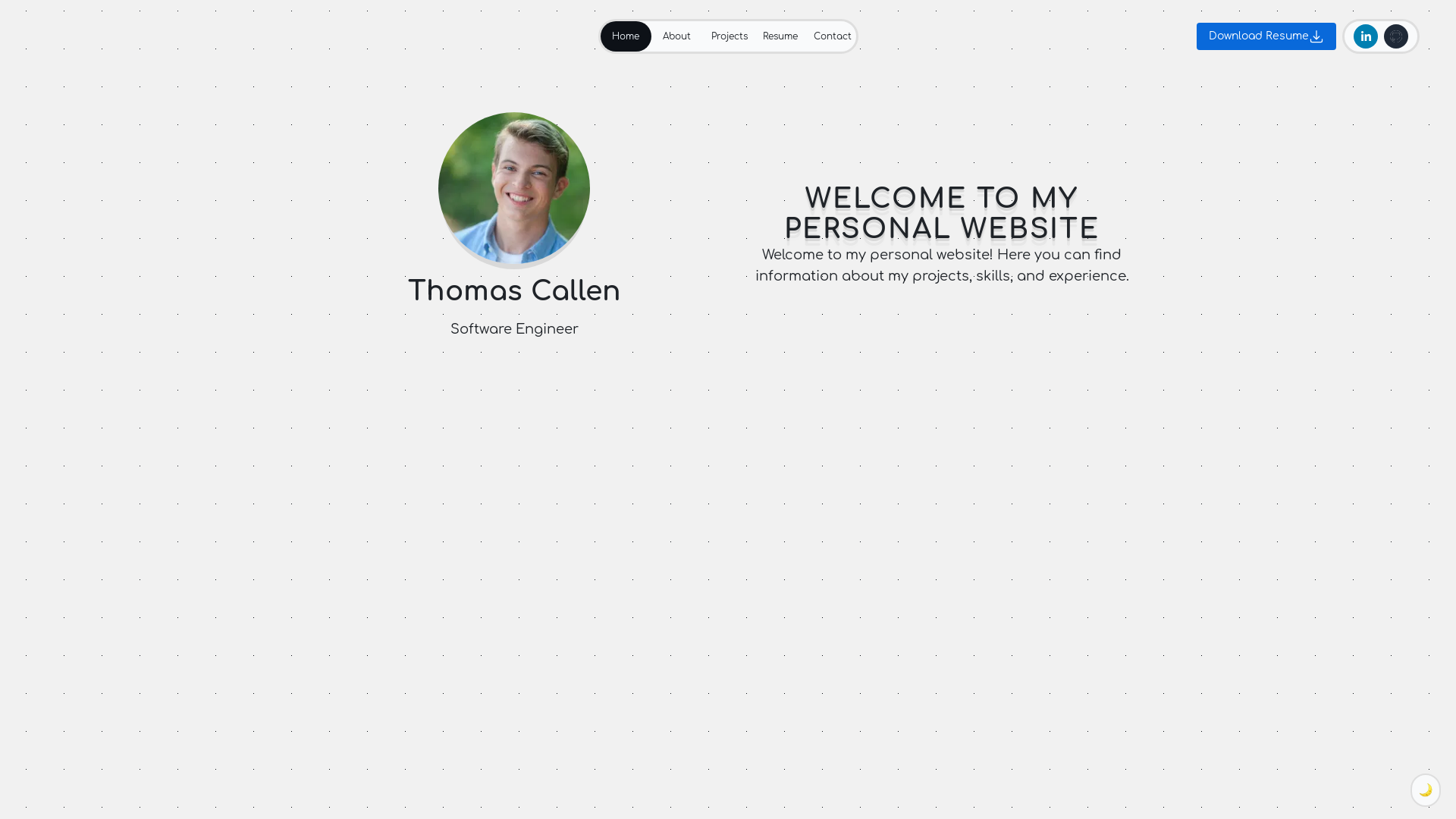 website screenshot of https://tommycallen.com/