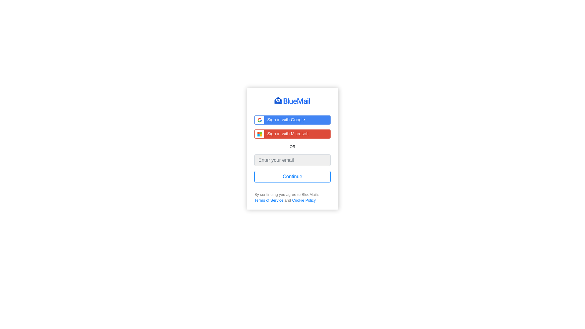website screenshot of https://login.bluemail.me/