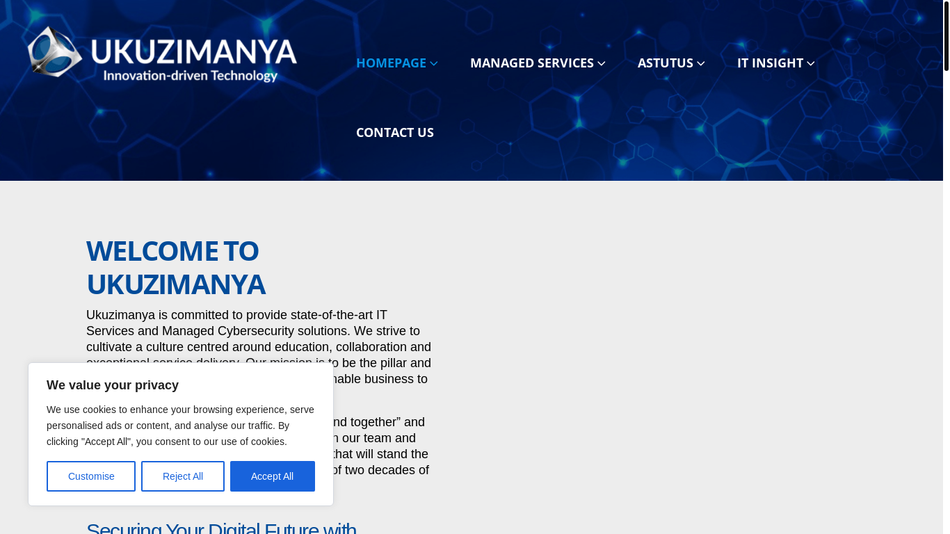 website screenshot of https://ukuzimanya.co.za/
