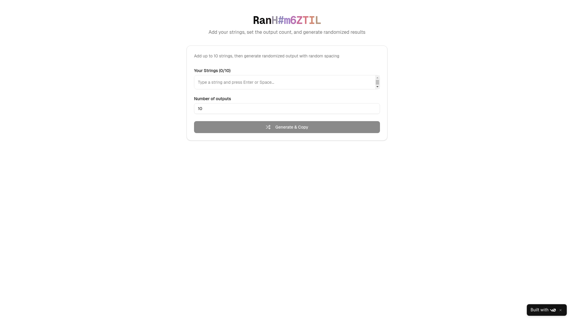website screenshot of https://randomiz.me/
