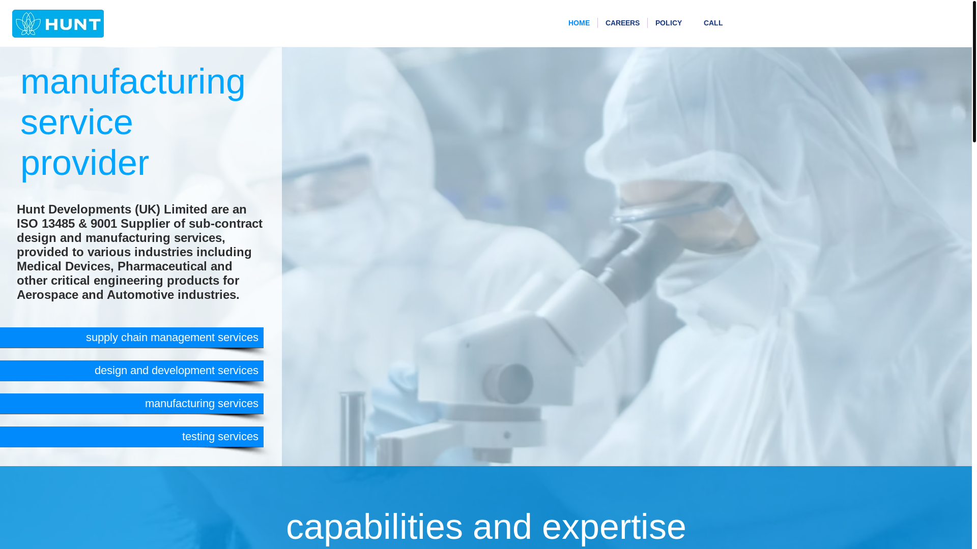 website screenshot of https://huntdevelopments.world/