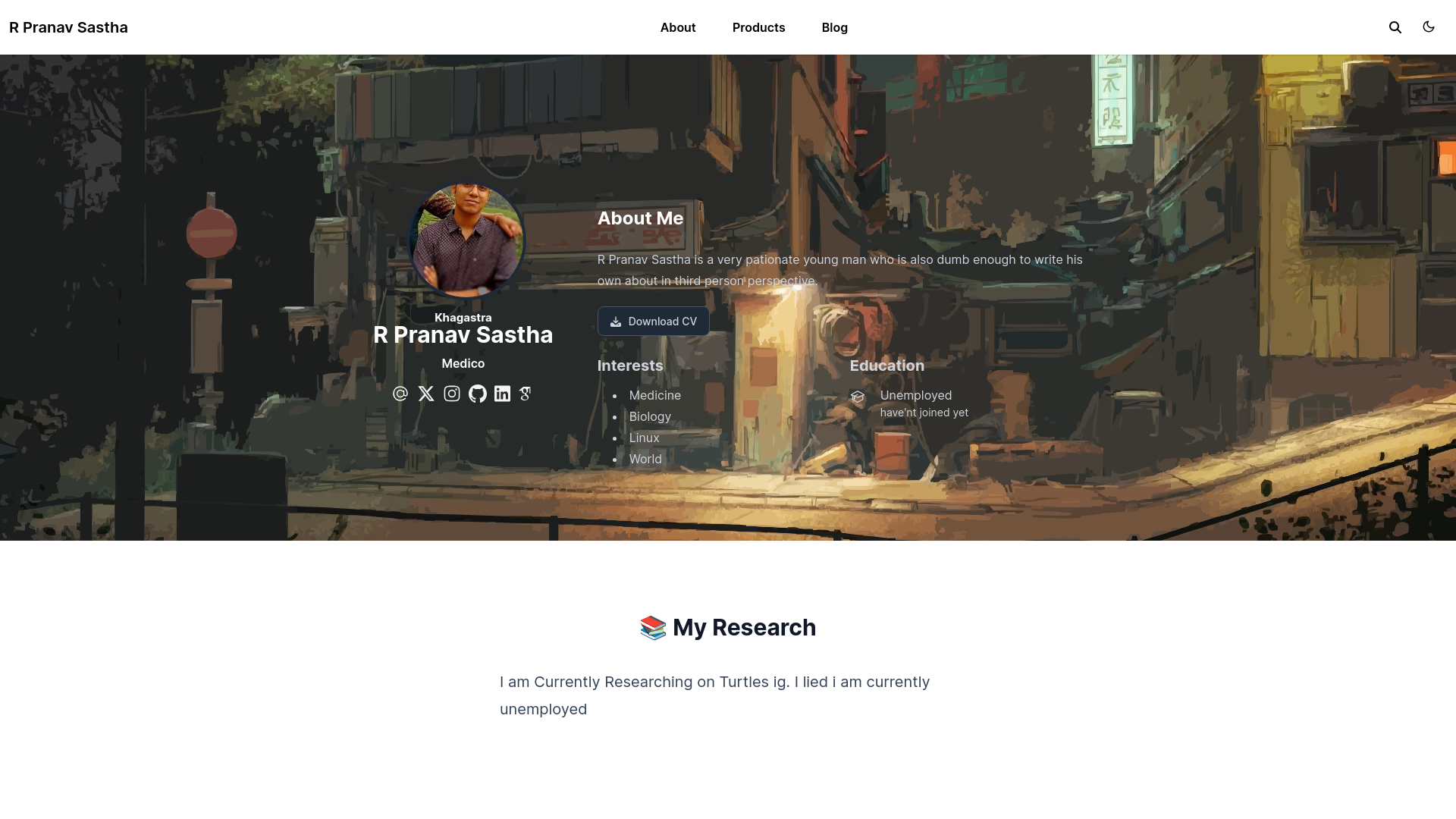 website screenshot of https://pranavsastha.pages.dev/