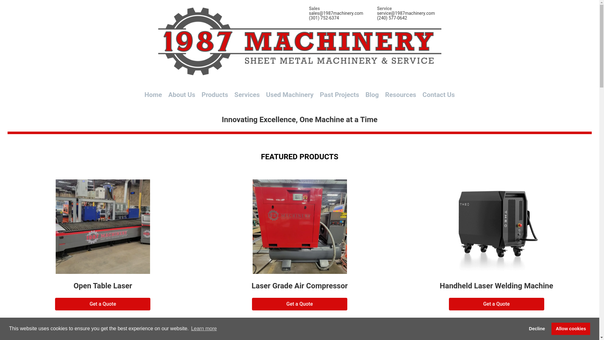 website screenshot of https://1987machinerybase.com/