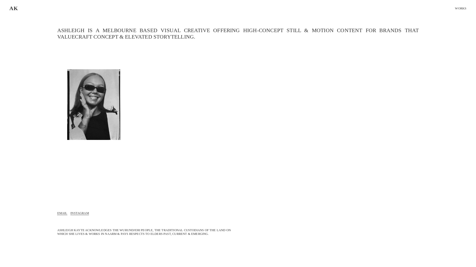 website screenshot of https://ashleighkayte.com/