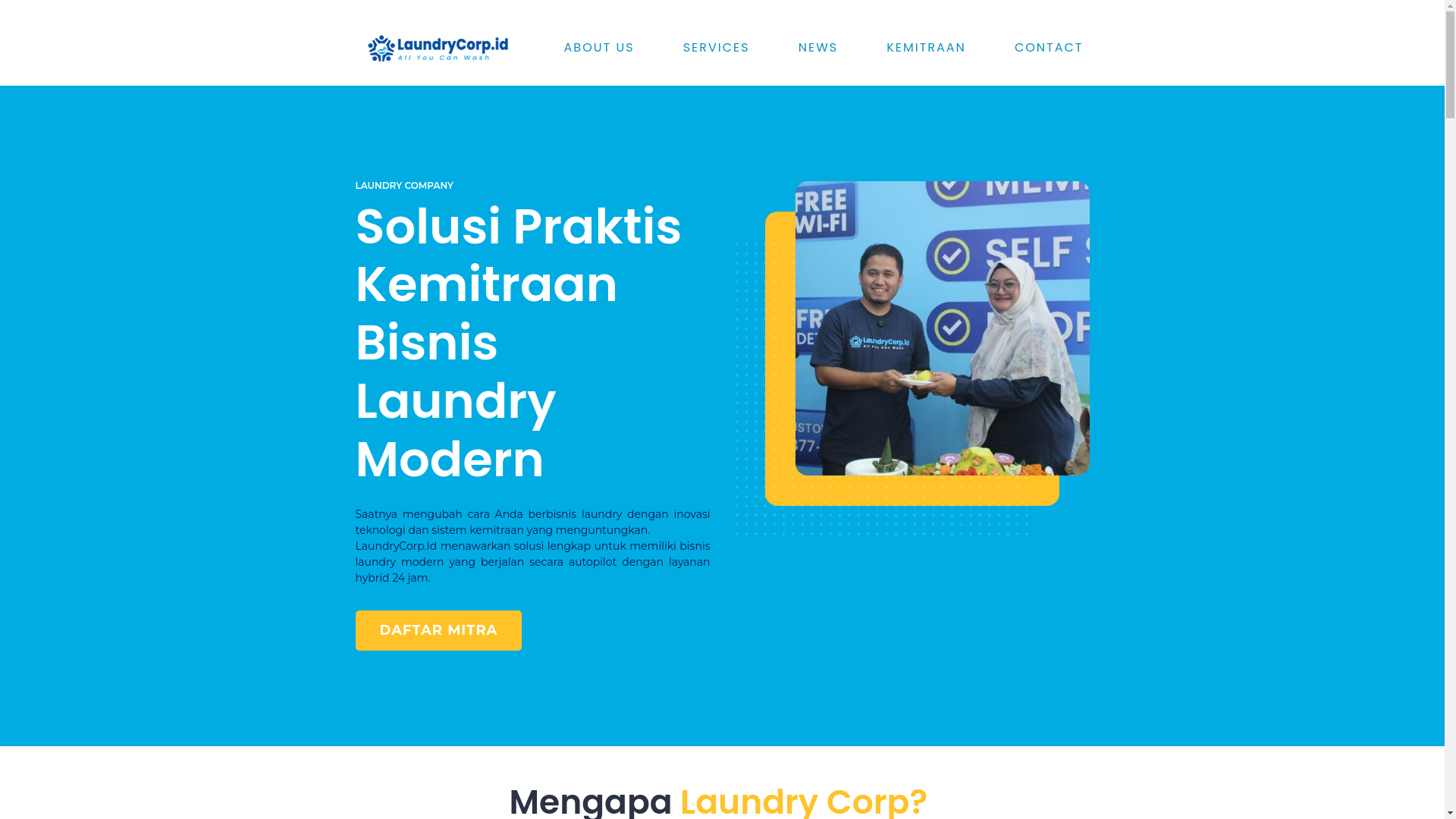 website screenshot of https://laundrycorp.id/