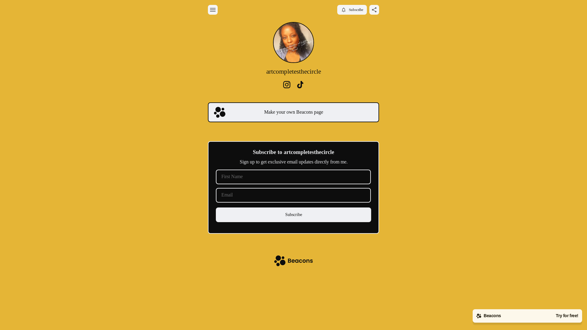website screenshot of https://artcompletesthecircle.store/
