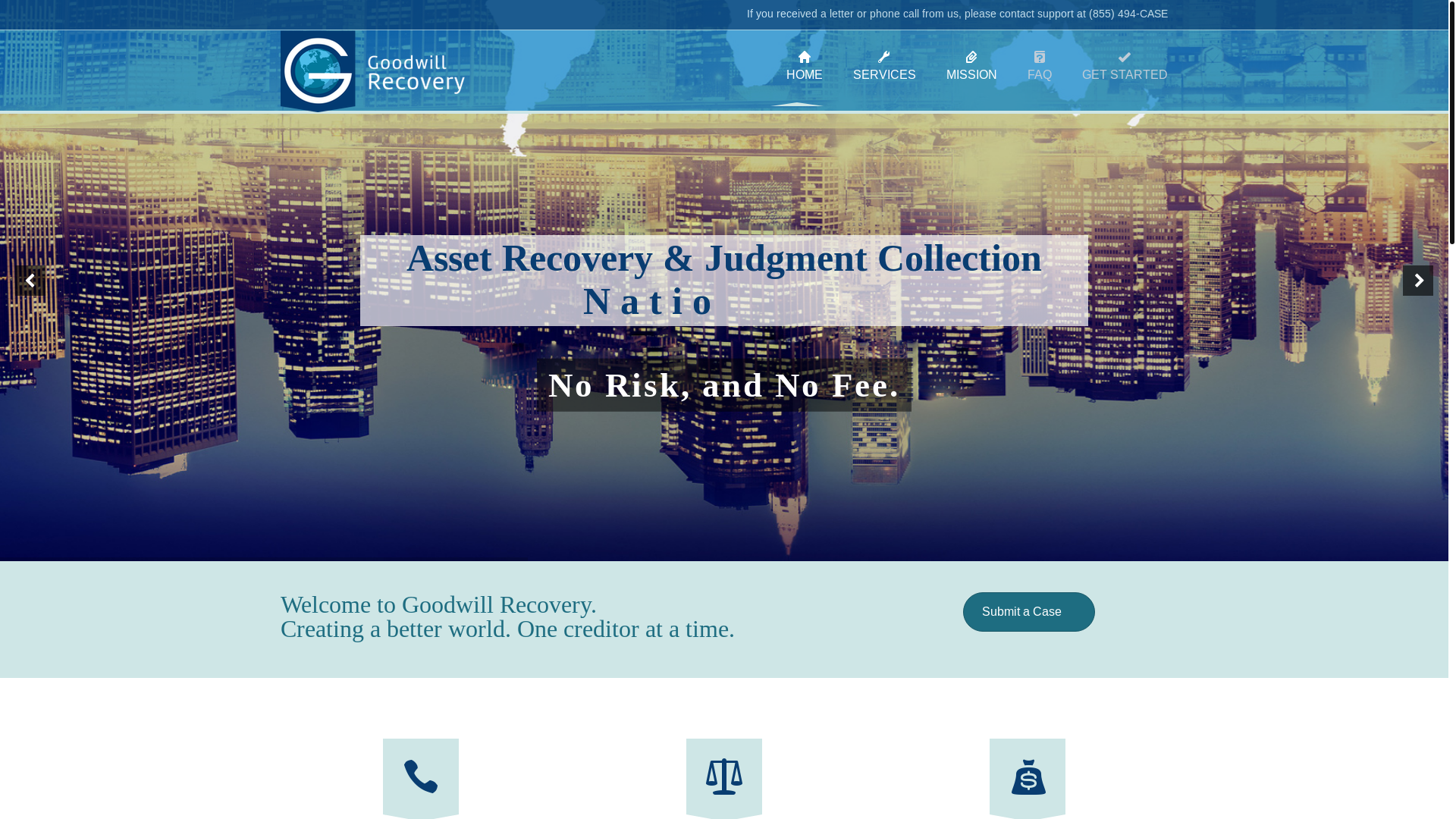 website screenshot of https://progoodwillrecovery.com/