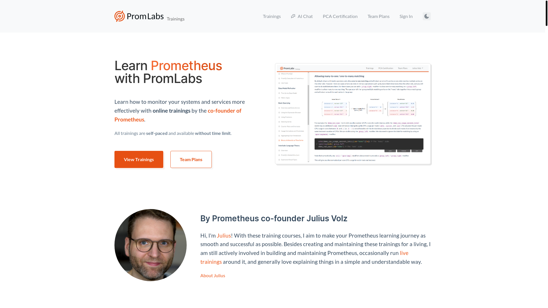 website screenshot of https://training-promlabs-com.pages.dev/