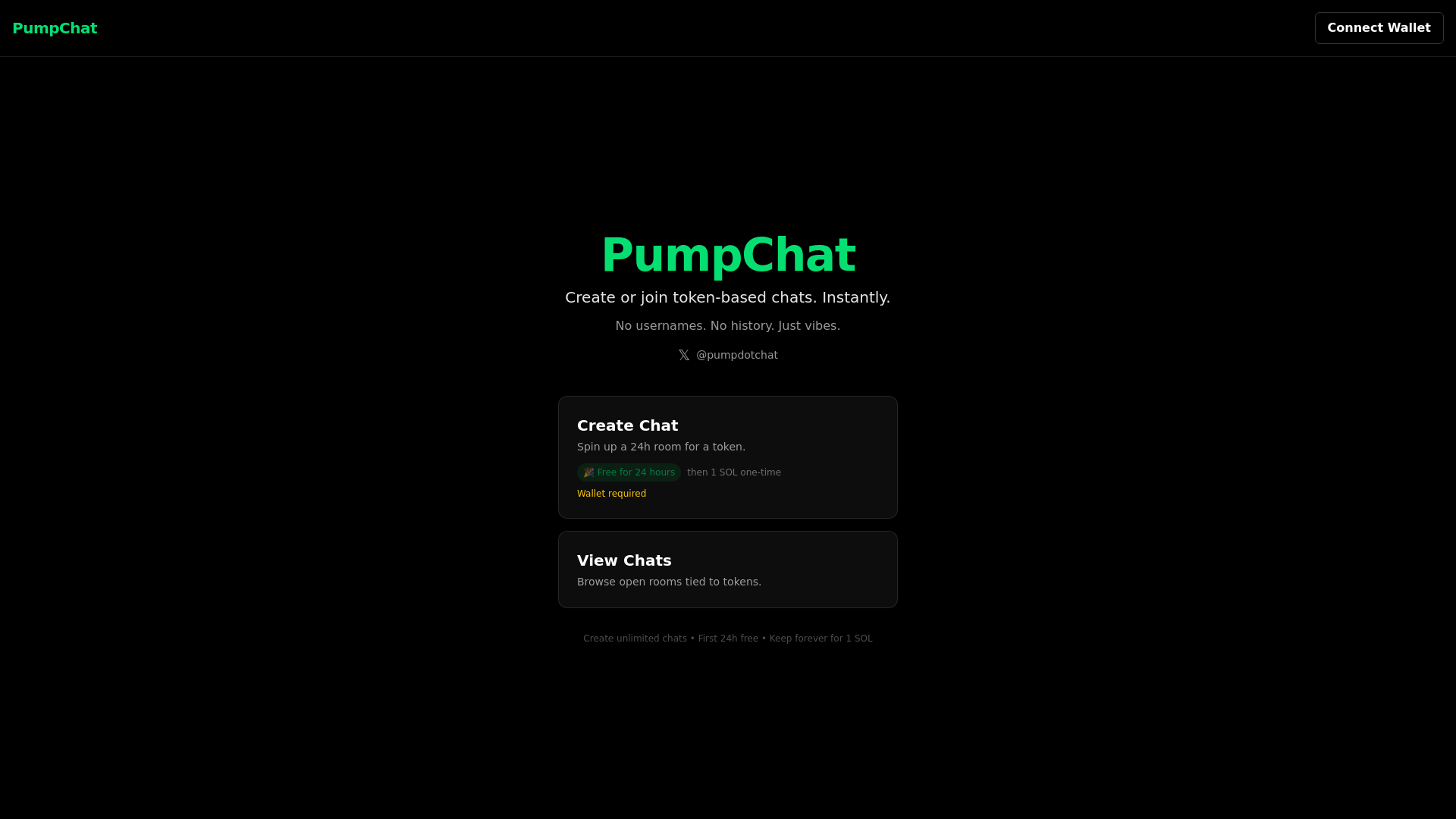 website screenshot of https://pumpchat.me/