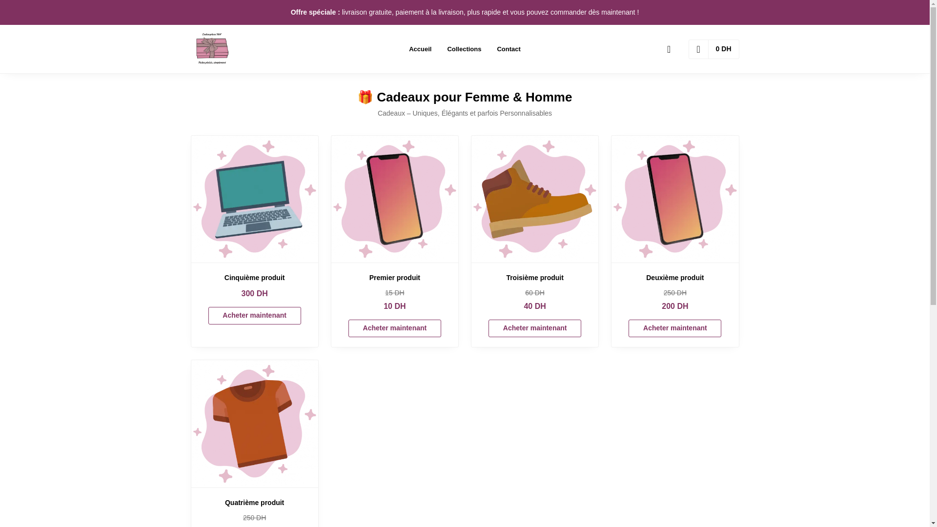 website screenshot of https://cadeauplace.ma/