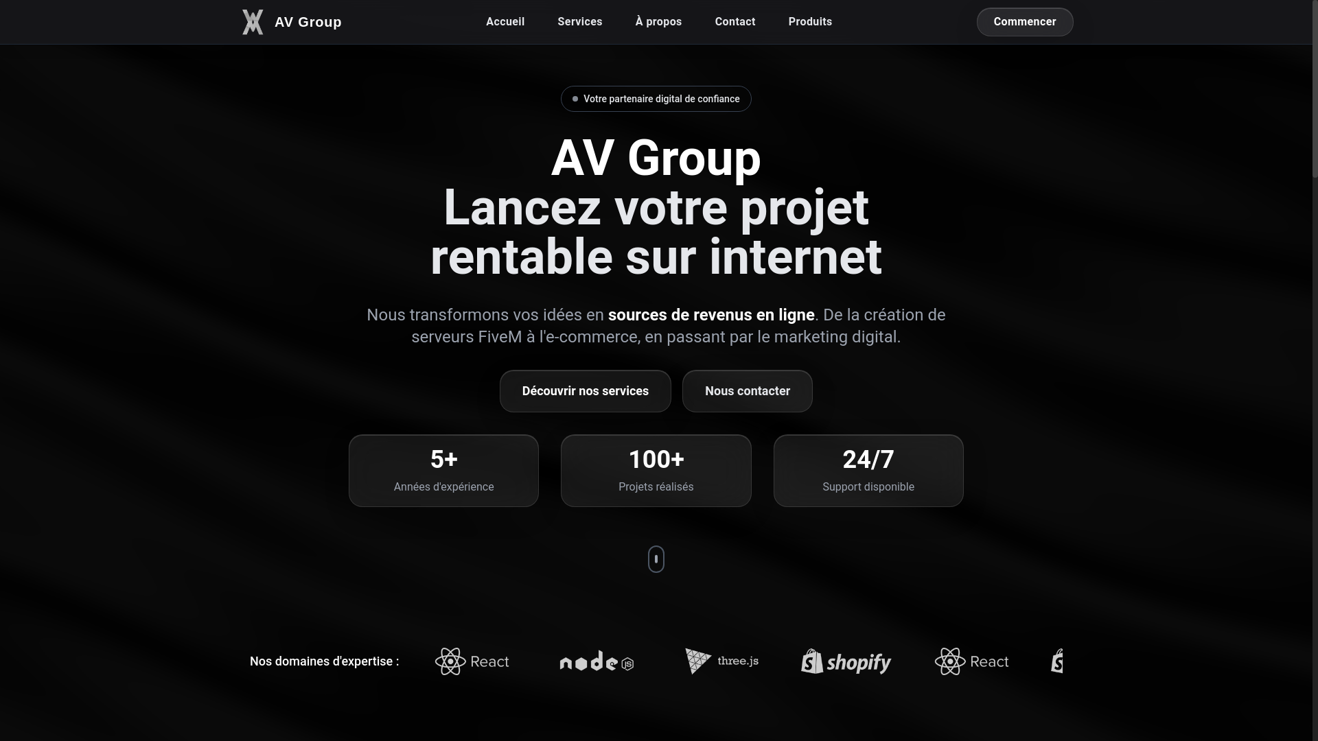 website screenshot of https://avgroup.cloud/