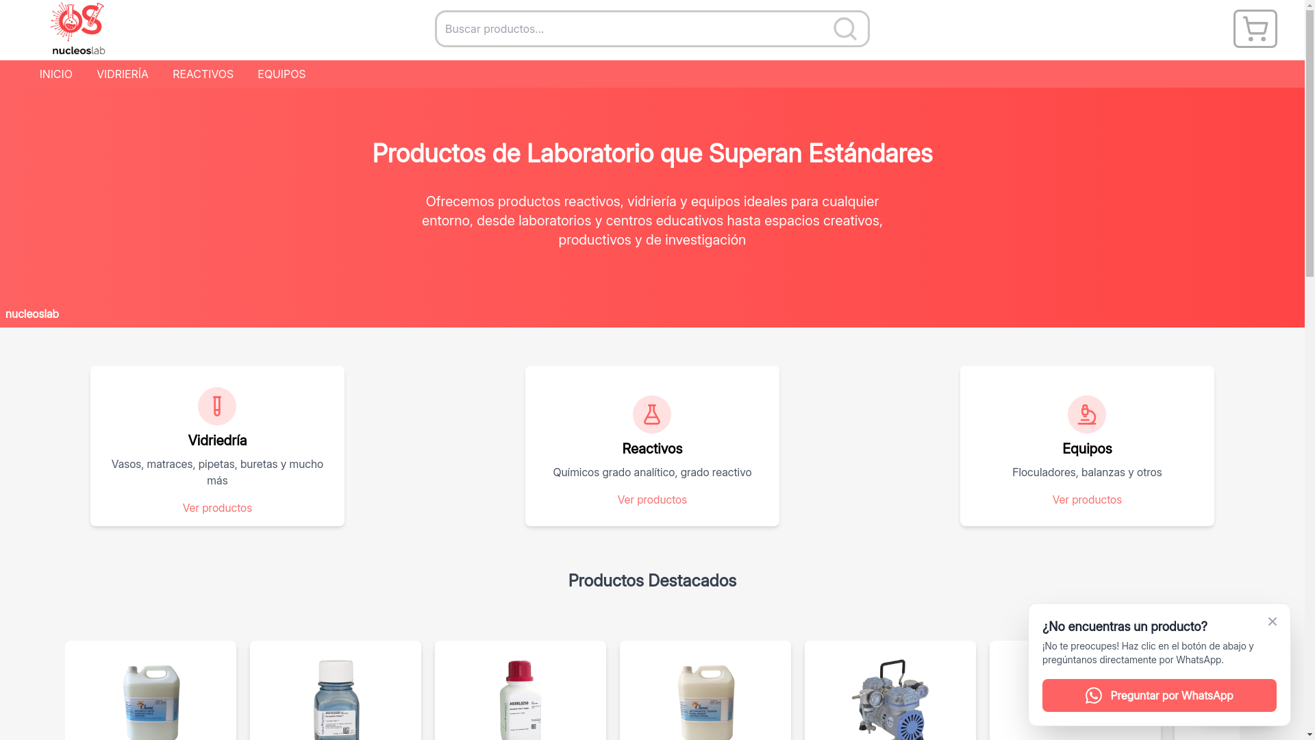 website screenshot of https://www.nucleoslab.com/