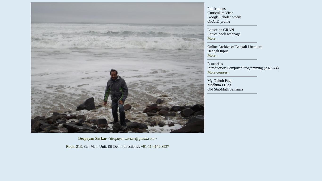 website screenshot of https://www.isid.ac.in/~deepayan/