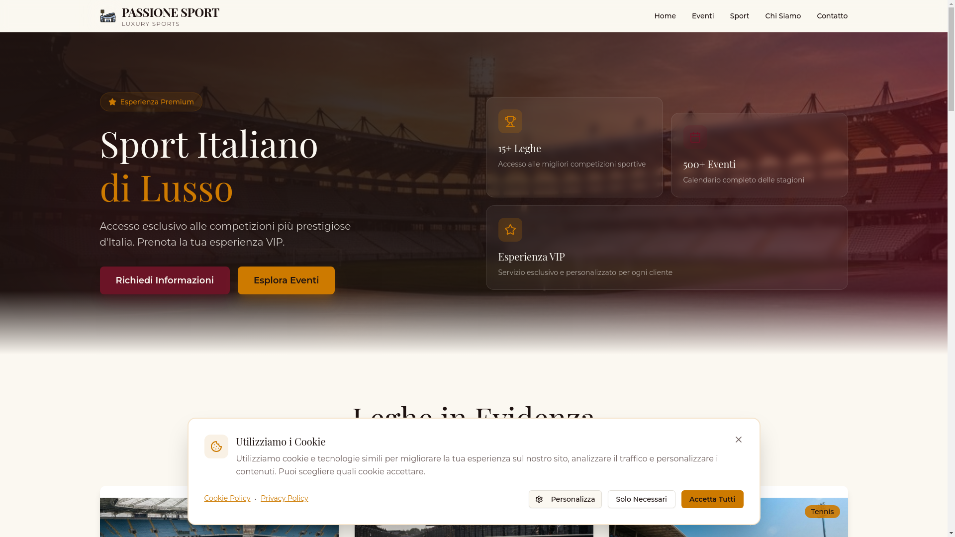 website screenshot of https://passionesportluxuryit.com/