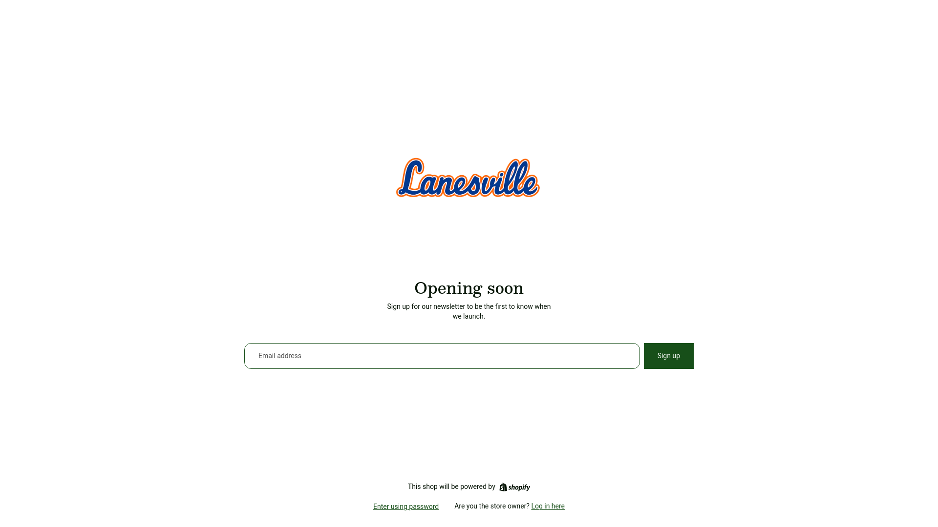 website screenshot of https://lanesville.shop/