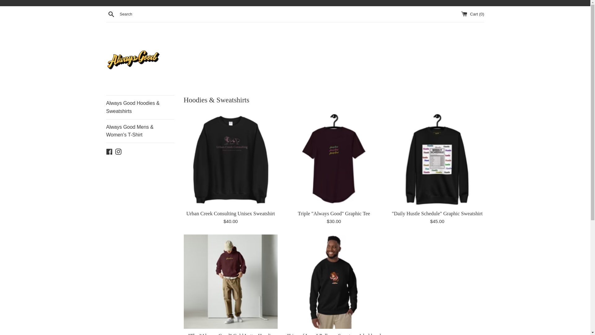 website screenshot of https://alwaysgoodclothingg.com/