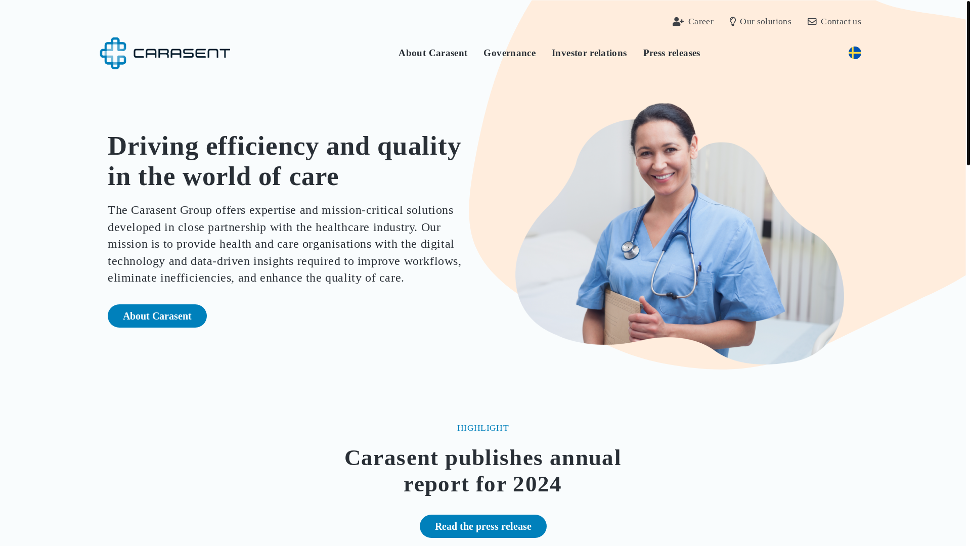 website screenshot of https://carasent.com/