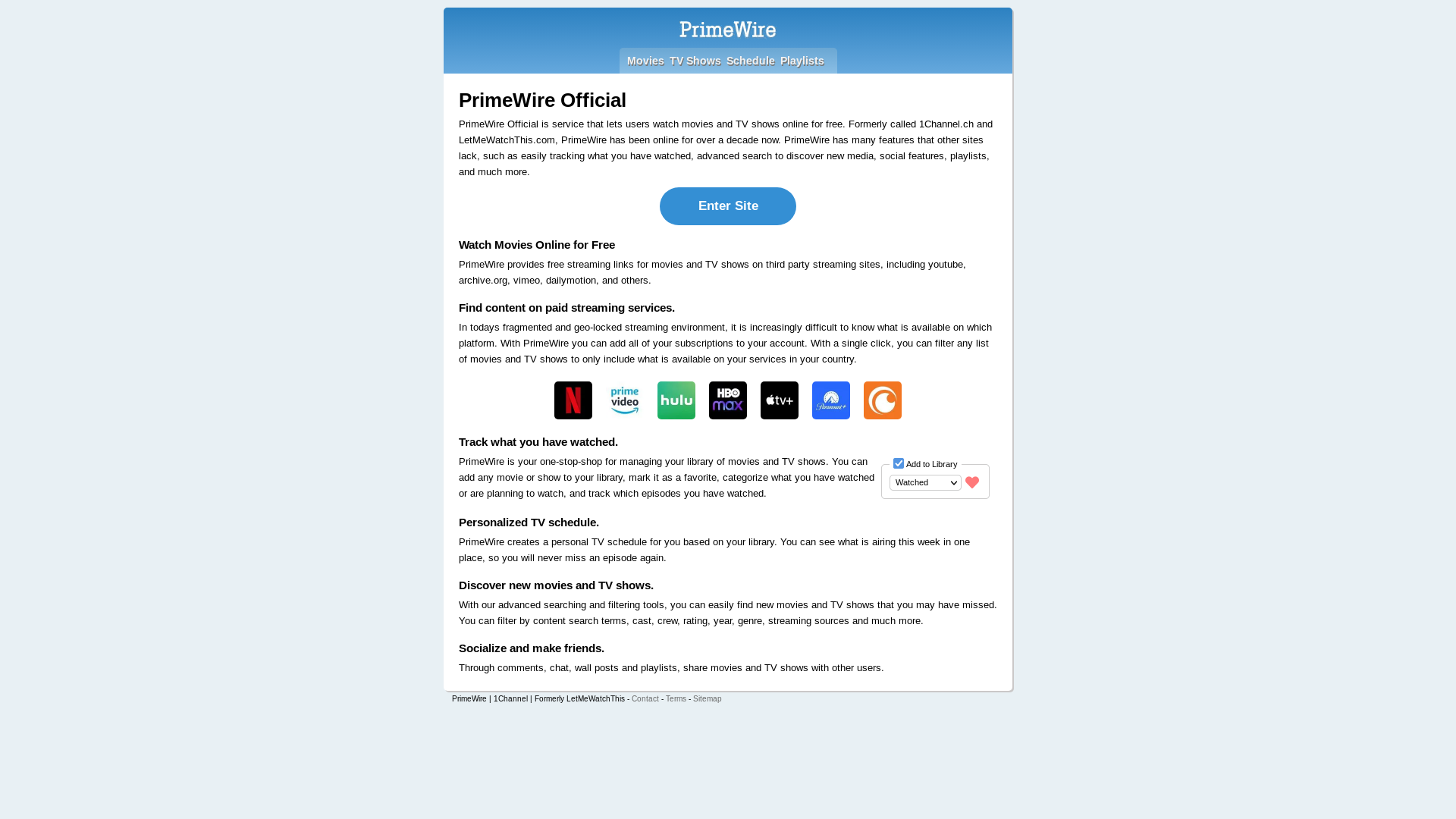 website screenshot of https://primewire.mov/