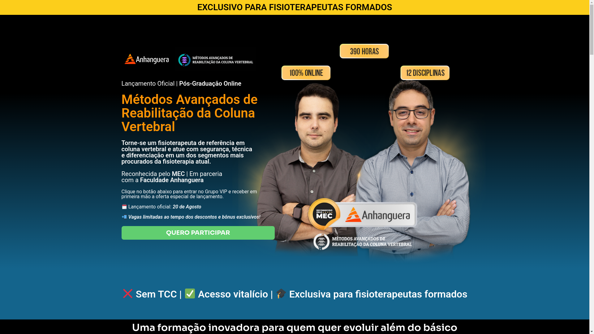 website screenshot of https://metodosavancadoscoluna.com.br/