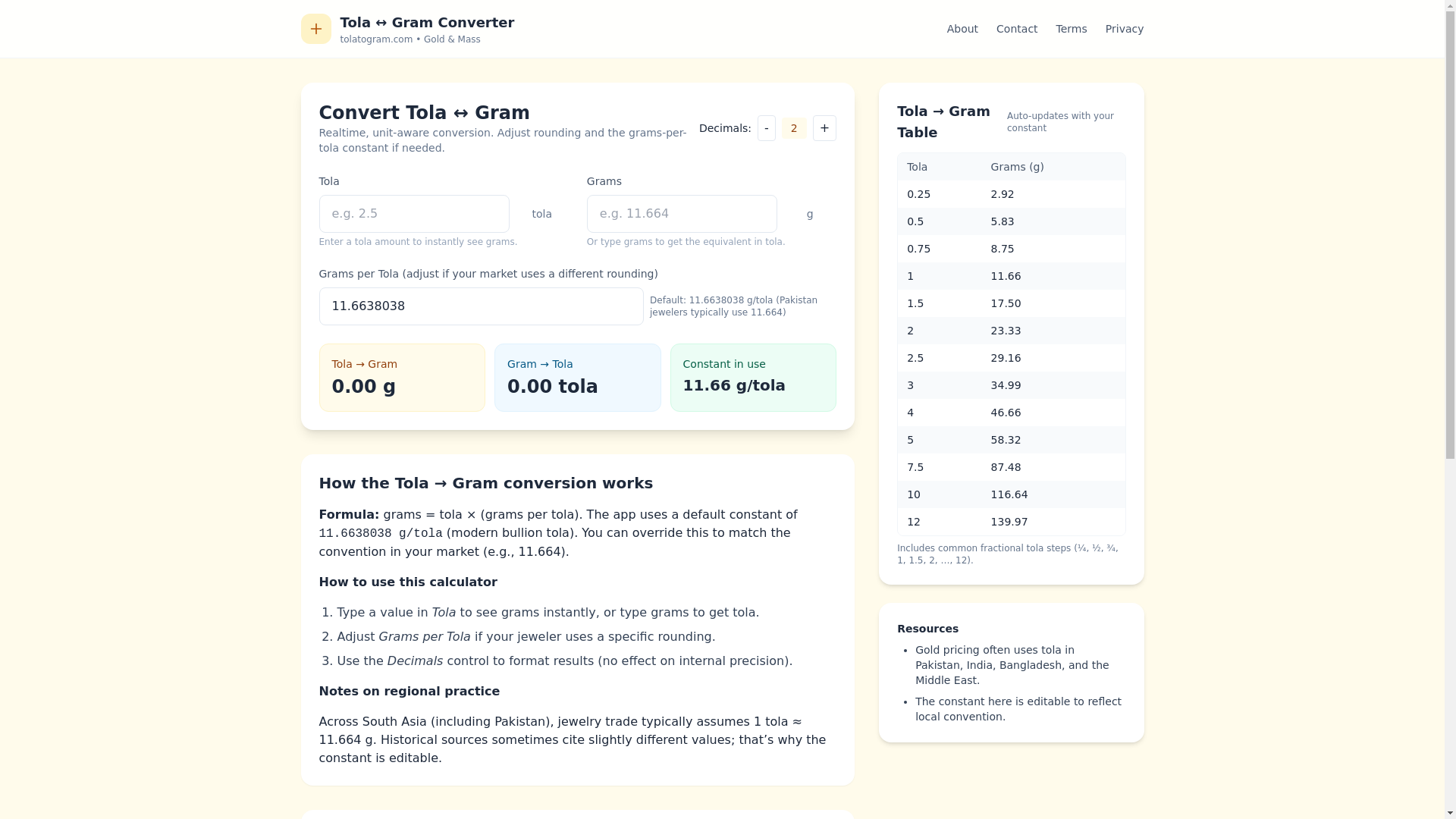 website screenshot of https://tolatogram.com/