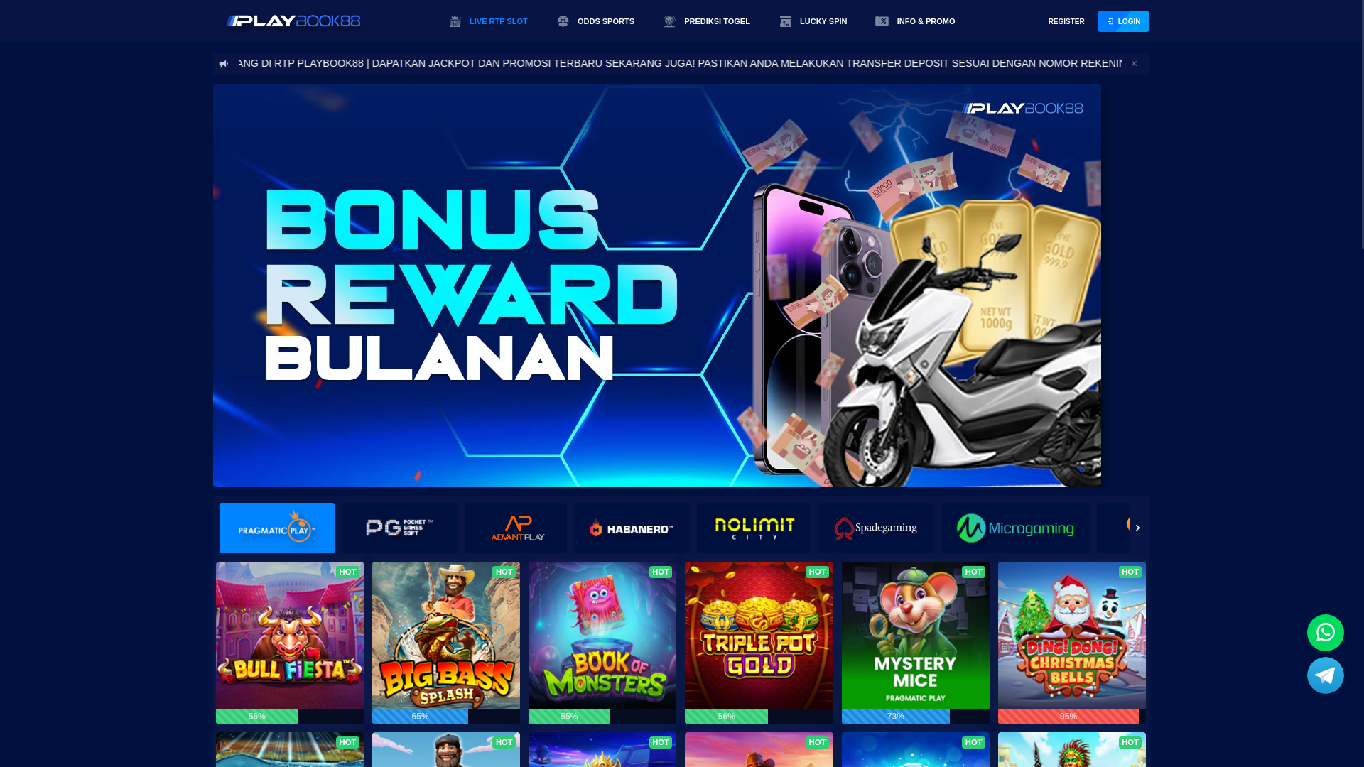 website screenshot of https://playbook88-rtp.com/