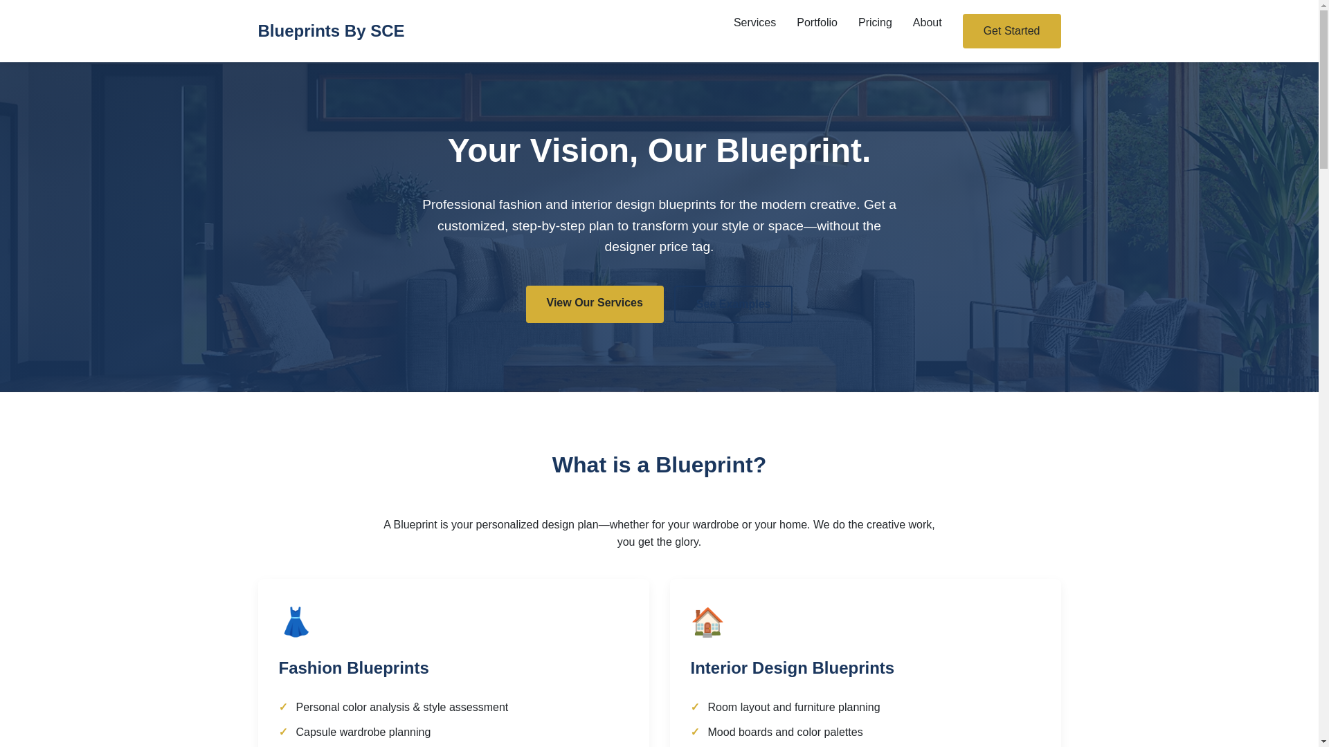 website screenshot of https://blueprintsbysce.com/