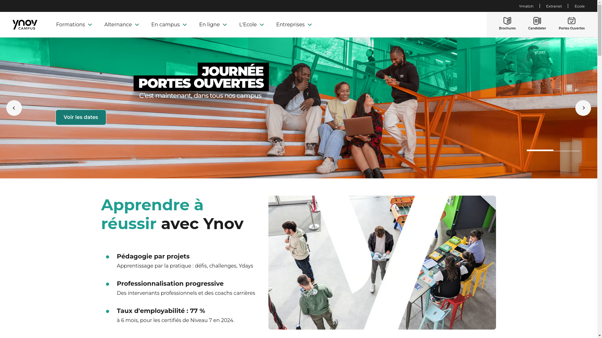 website screenshot of https://ynov.com/