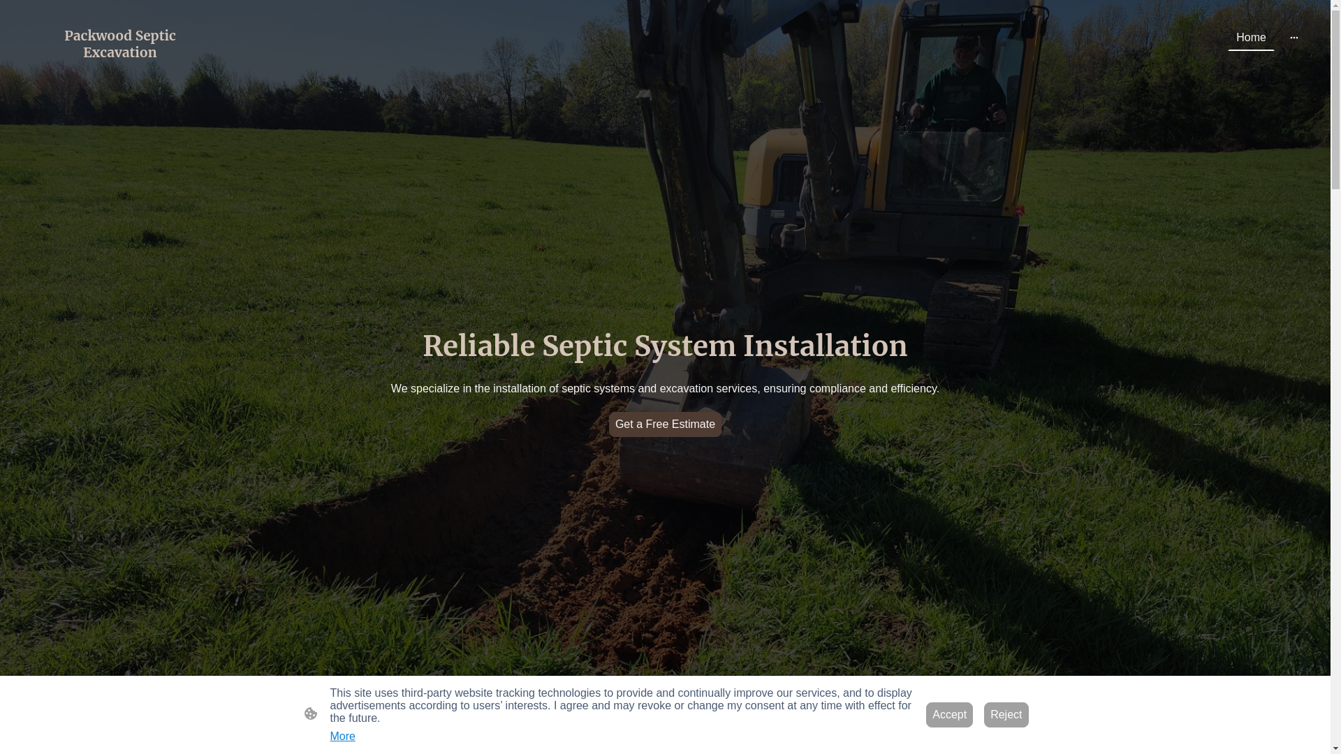 website screenshot of https://packwoodsepticexcavation.com/