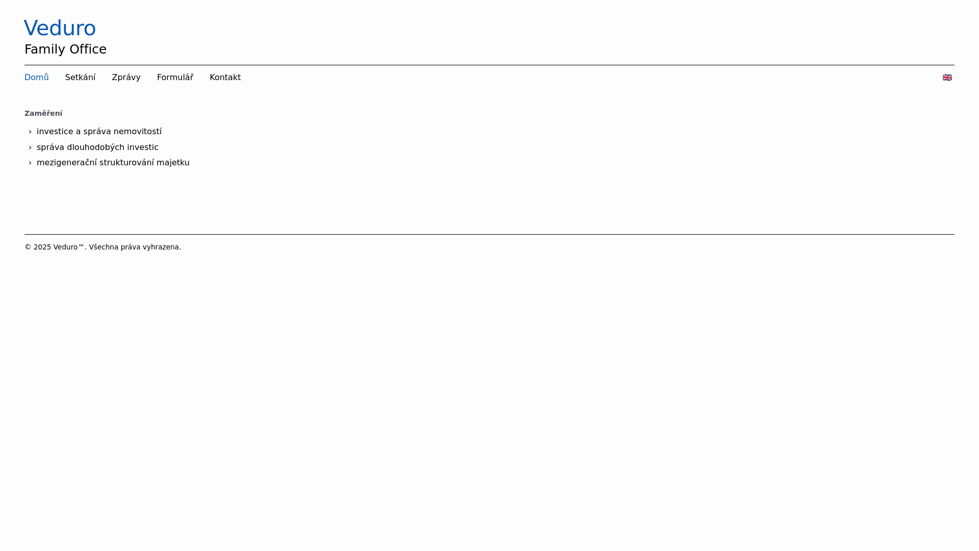 website screenshot of https://veduro.cz/